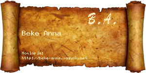 Beke Anna névjegykártya
